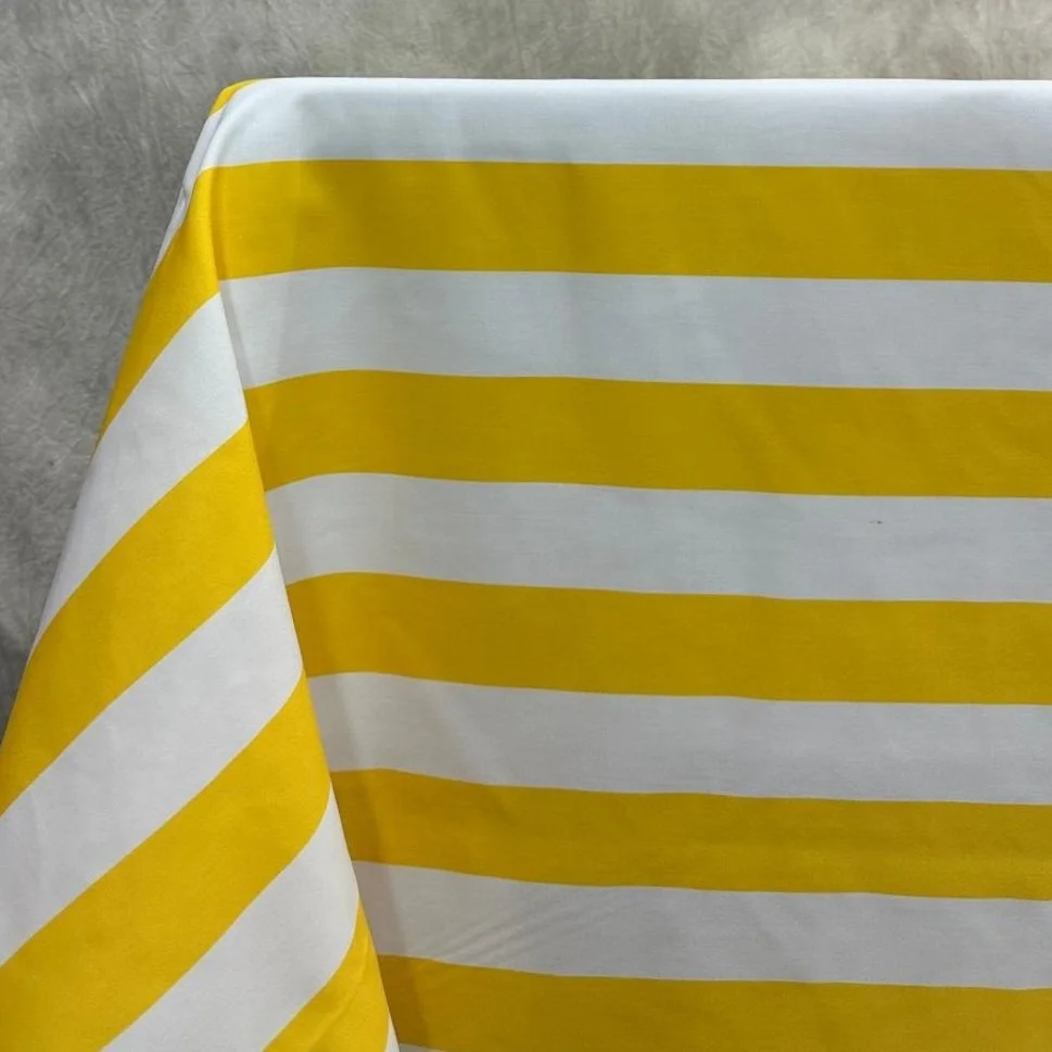 Yellow and White Striped Tablecloth