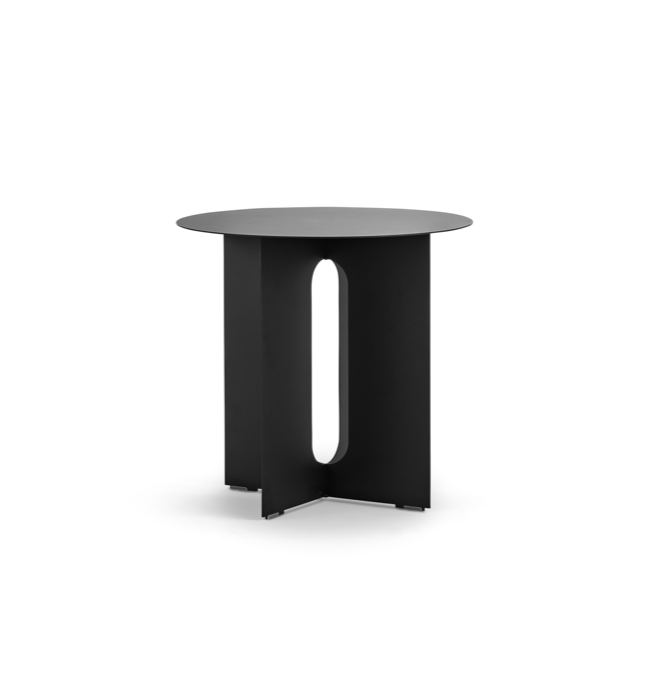 Matte Black Round Steel Side Table