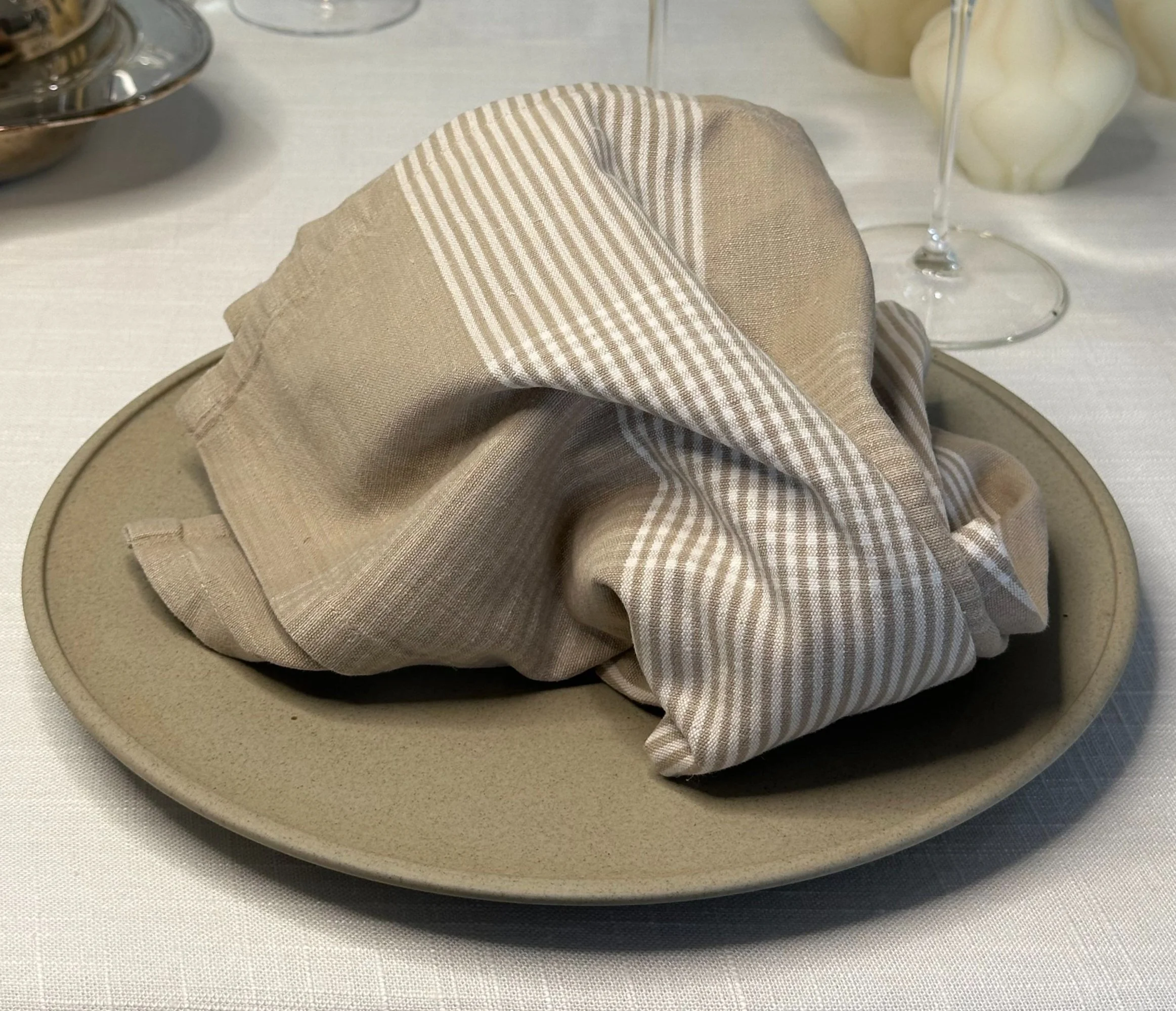 Oatmeal Striped Bistro Napkin