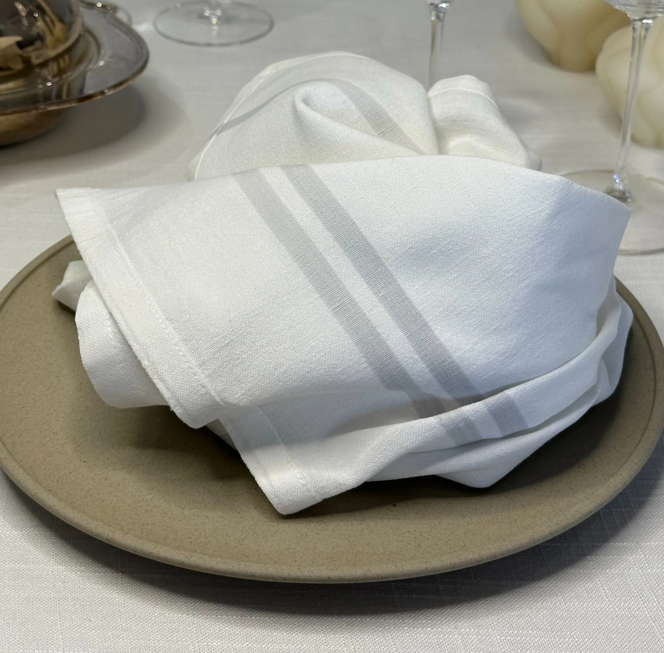 White with Light Grey Stripe Bistro Napkin