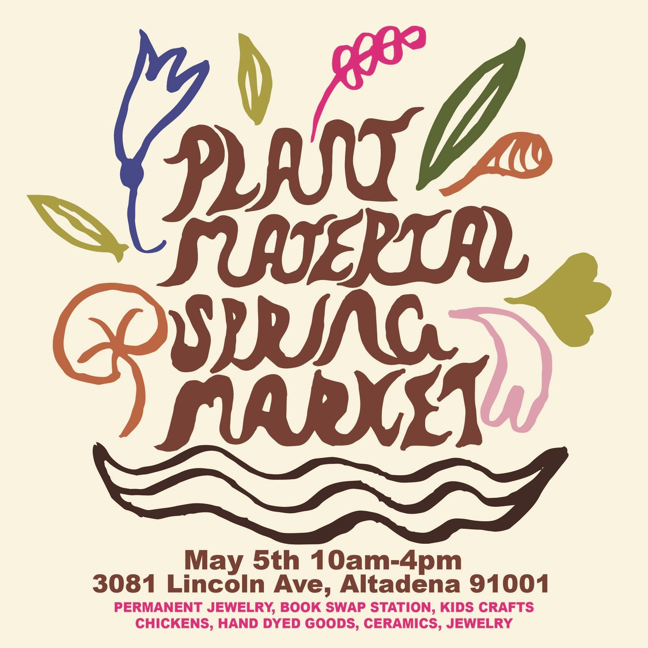 We&rsquo;re excited to be sponsoring this Plant Material Spring Market! Check it out May 5th!
10am-4pm
3081 Lincoln Ave. Altadena, CA 91001
&bull; &bull; &bull;
#plantmaterialsmarket #makermarket #remainders #remainderscreativereuse #remainderspasade