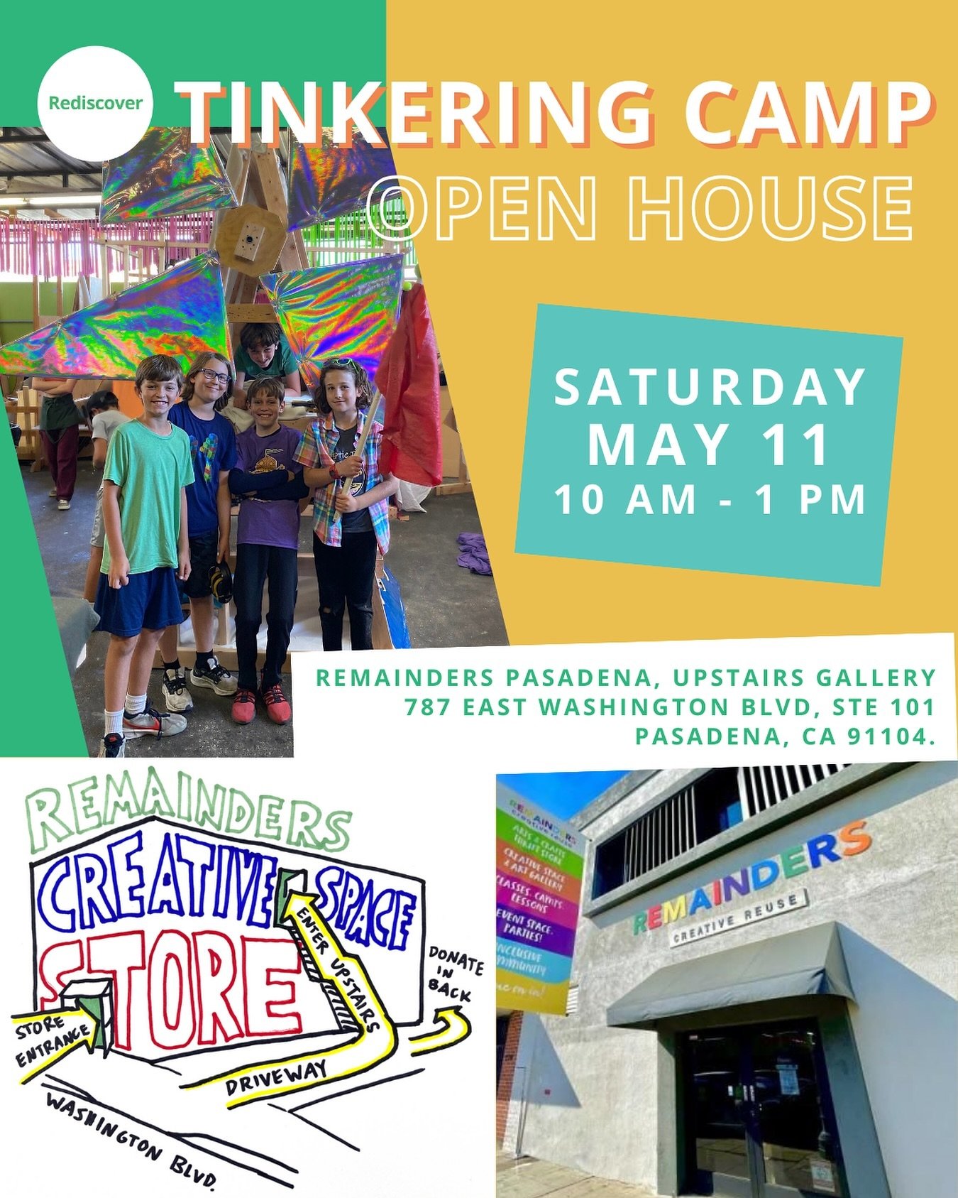 Come visit us 5/11 for our TINKERING CAMP OPEN HOUSE with @rediscoverctr ! We&rsquo;re so excited to show you what the camp is all about! Hope to see you this summer! Sign up at rediscovercenter.org
&bull; &bull; &bull;
#tinkeringcamp #summercamp #re