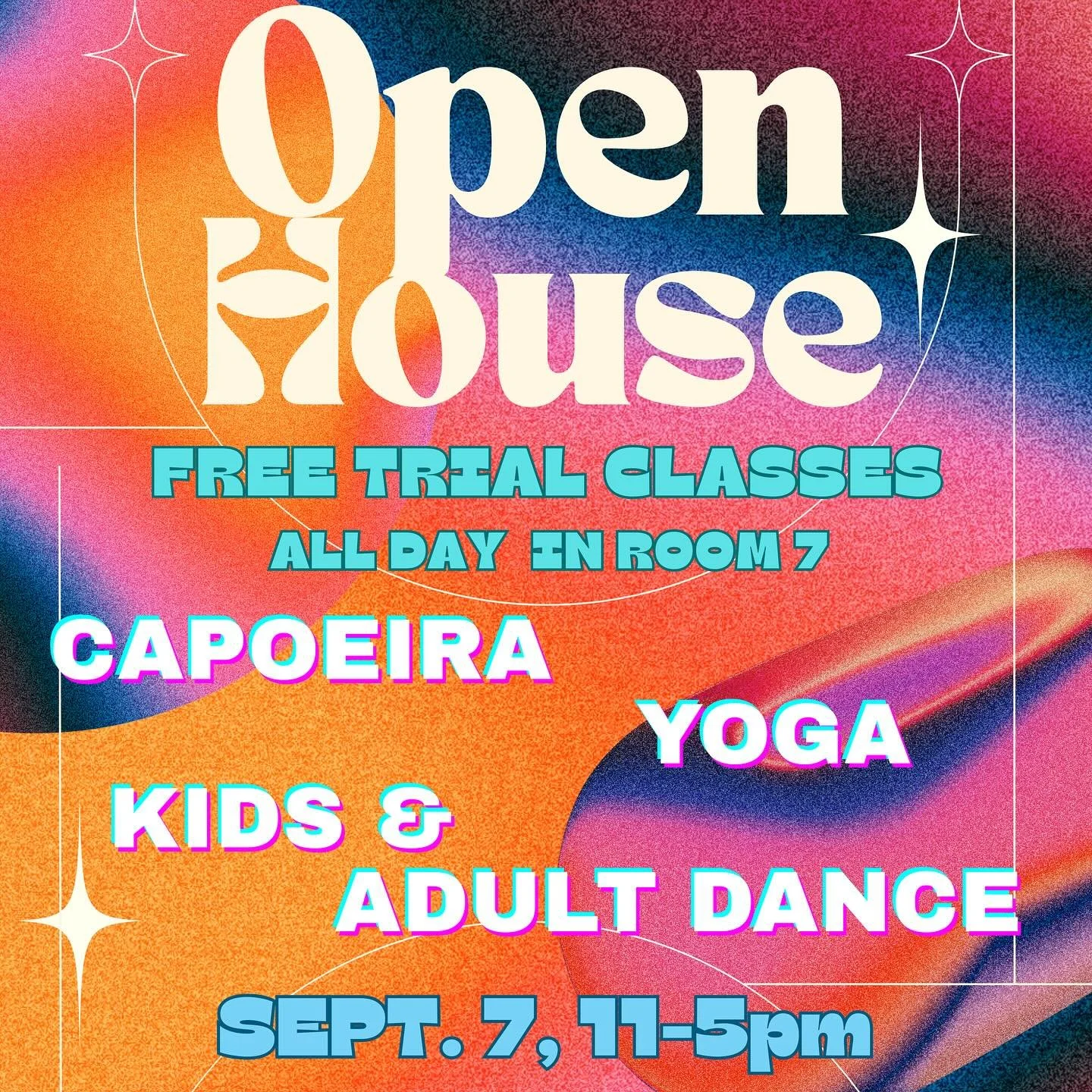 Join us for an Open House in Room 7
Sunday 9/7
11am-5pm
Explore our performance classes in these free workshops all day. Come to shop, stay to play and move.
11-11:45 Kids Dance with Mataji
12-12:45 Adults Dance with Mataji
1-2 Yoga with Jennifer