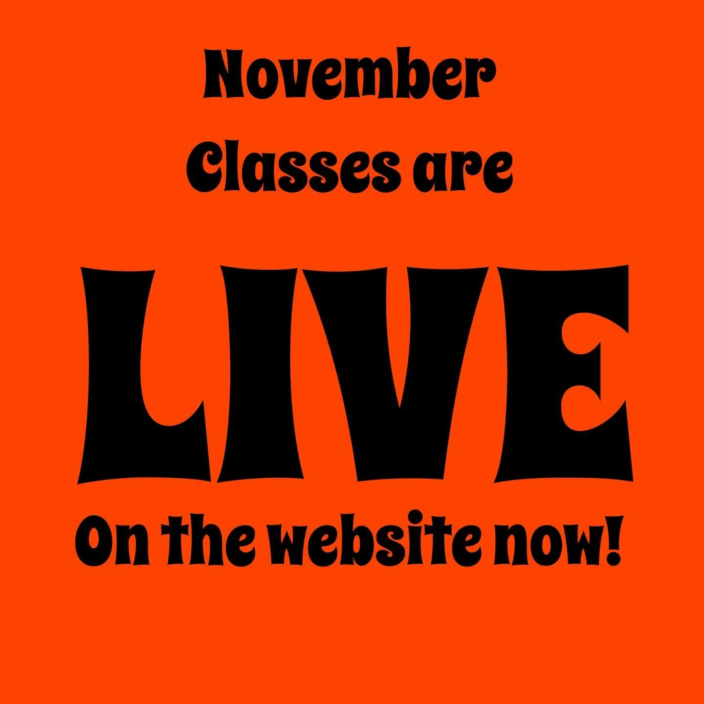 Go get your class, they won&rsquo;t last! 
Live right now on the website