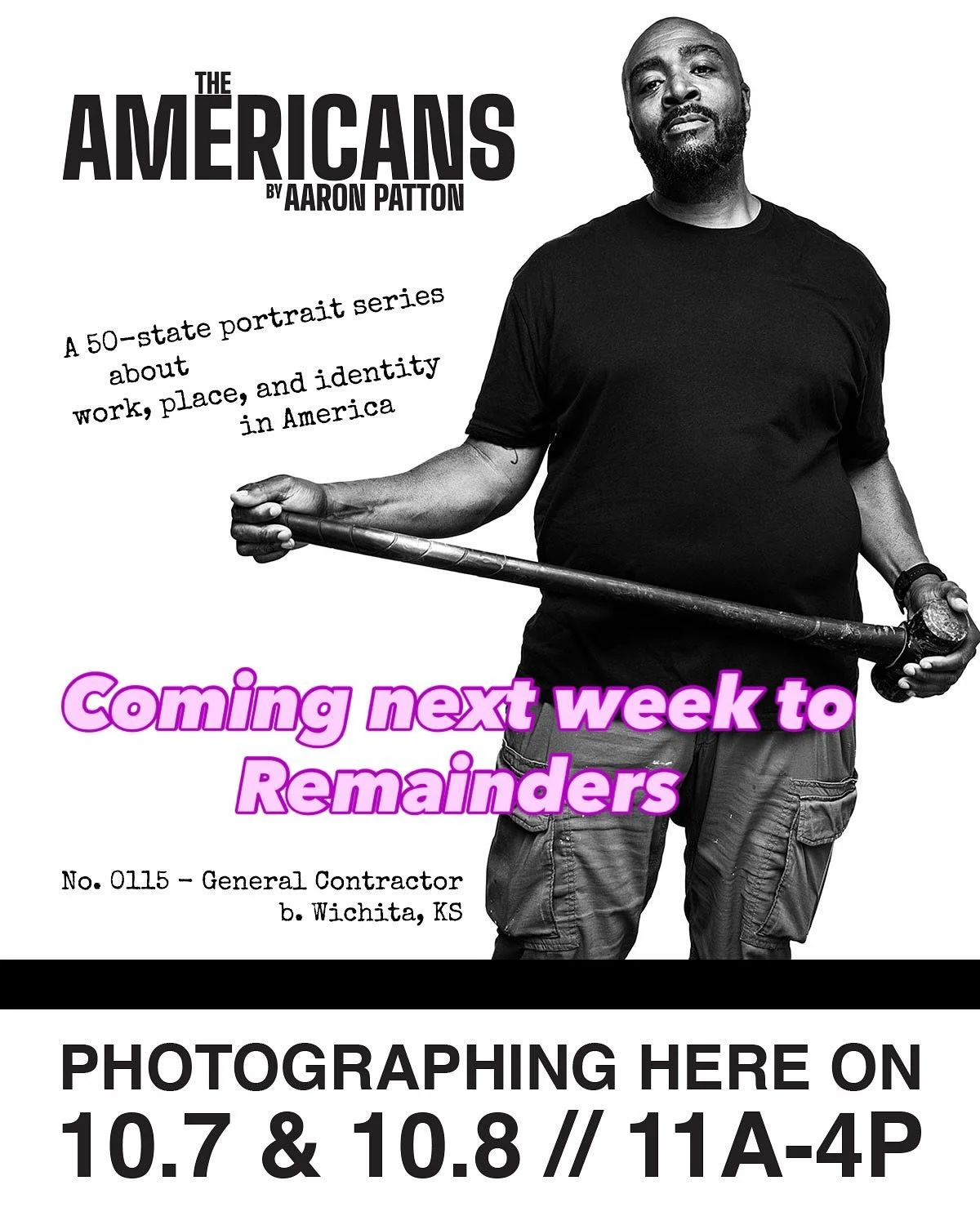 Join photographer @aaronapatton upstairs in our Creative Space and bring your work tools. 

He&rsquo;ll be photographing folks for his series @theamericansproject that explores our relationship with our work. He&rsquo;s looking for anybody and everyb