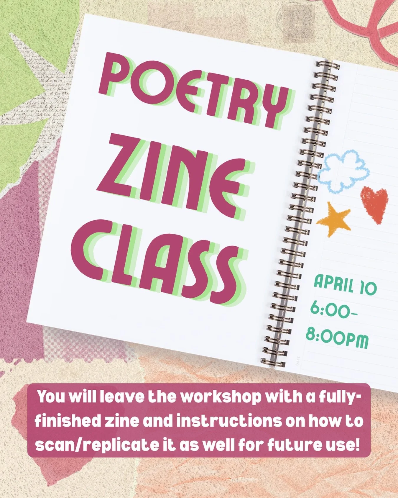 Coming up (this Friday)! Learn how to make your own zine booklet AND do some creative writing at this workshop 💫
&bull;
&bull;&bull;
&bull;&bull;&bull;
&bull;&bull;
&bull;
#zineworkshop #zinester #artclass #craftworkshops #creativecommunity