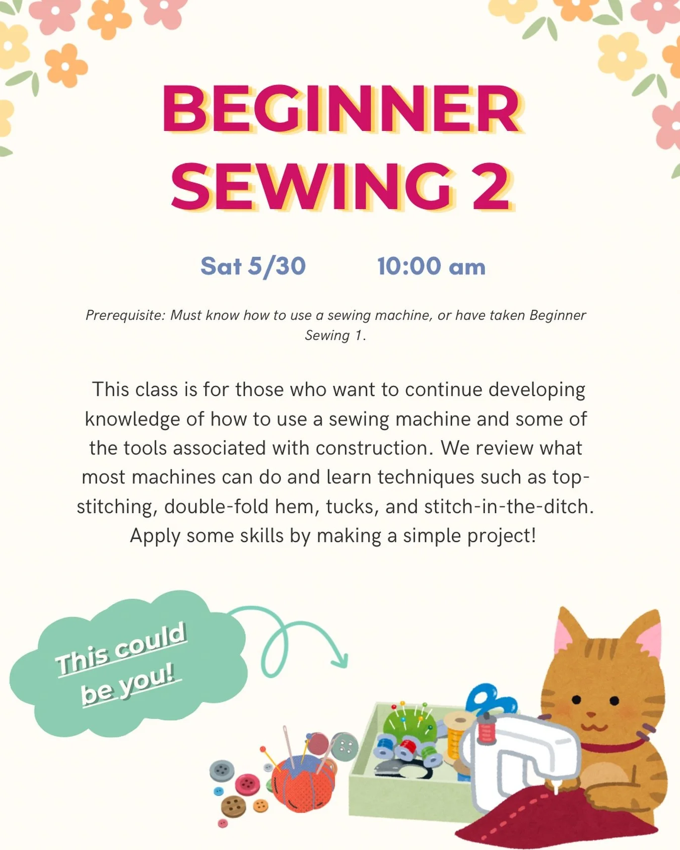 Looking for something to do this weekend? Look no further than our beginner/level 2 machine sewing class! A great way to relax, reconnect with your creativity, and learn something new. 
&bull;
&bull;&bull;
&bull;&bull;&bull;
&bull;&bull;
&bull;
#sewi