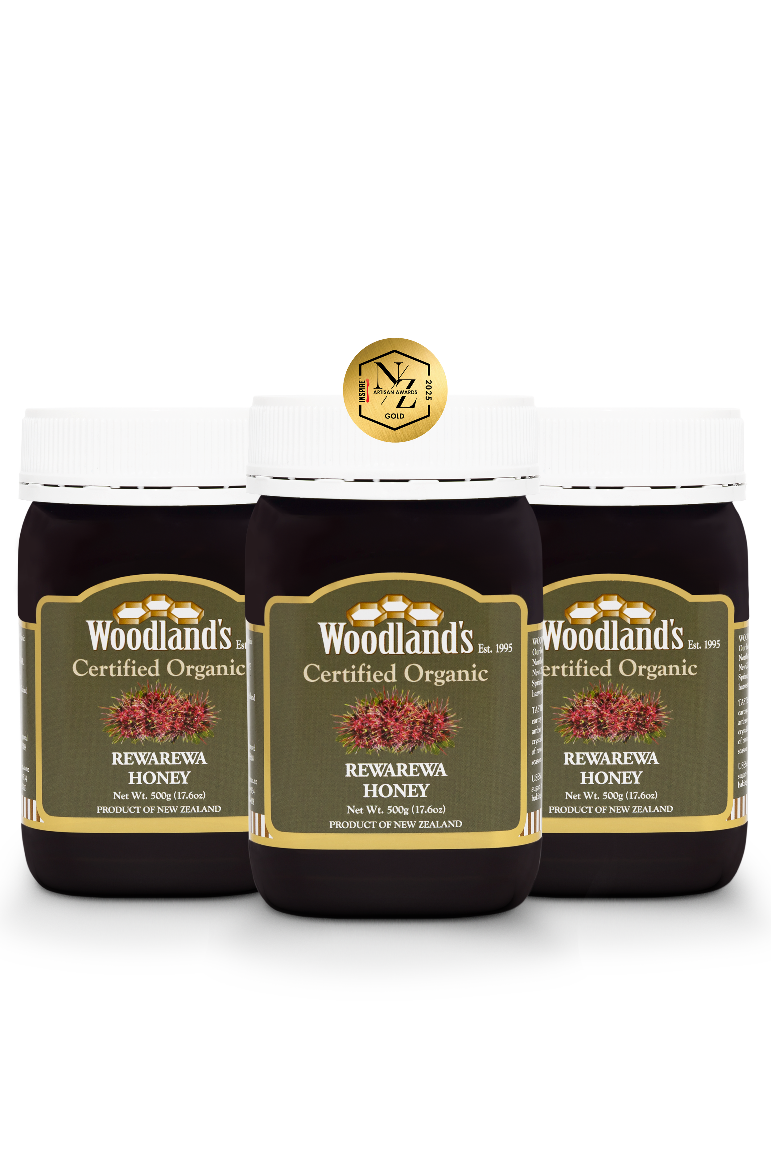 Organic Rewarewa Honey Bundle (3 x 500g)