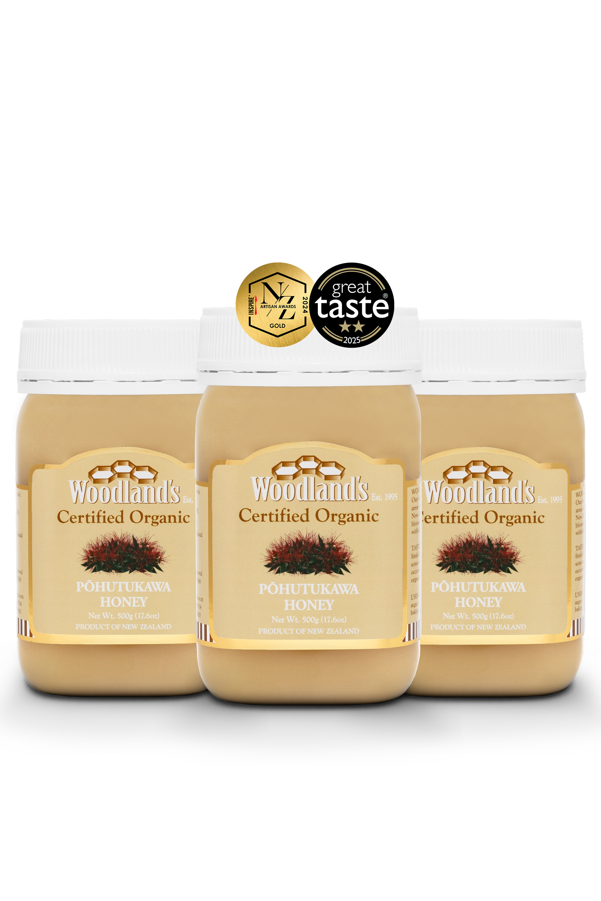 Organic Pōhutukawa Honey Bundle (3 x 500g)