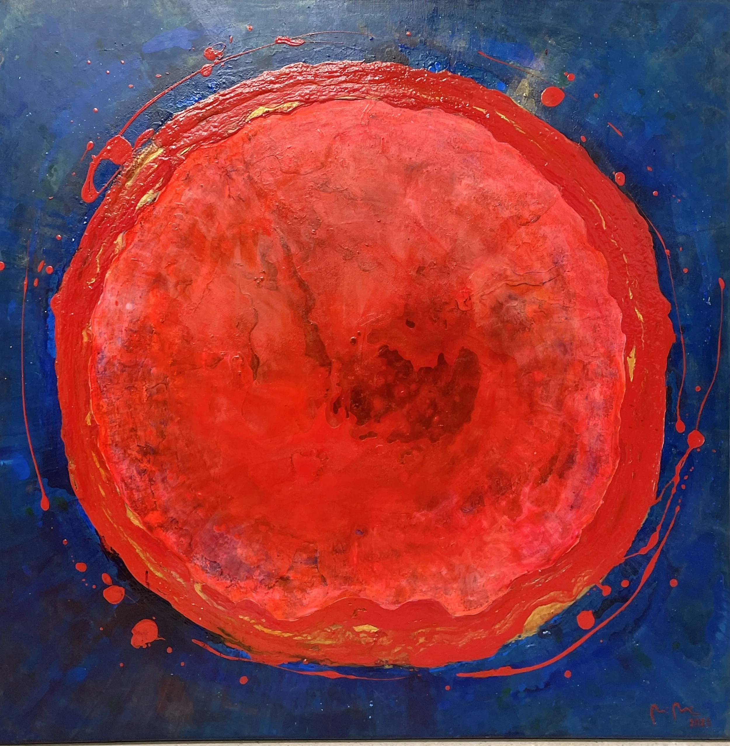 Sydänverellä / With heart blood, 2025, 100 x 100 cm, SOLD