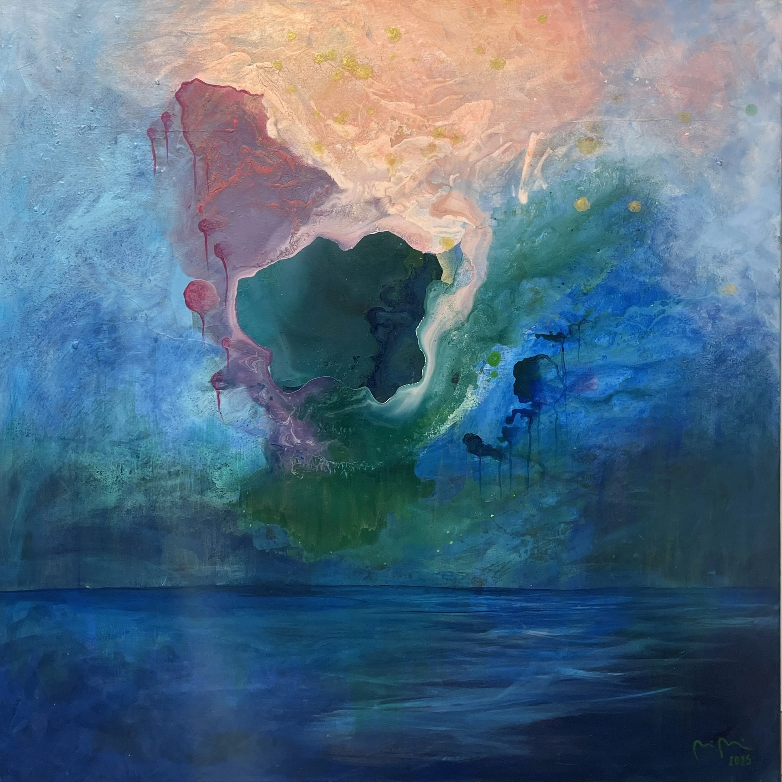 Yllä veden, alla maan / Above water, below ground, 2025, 100 x 100 cm