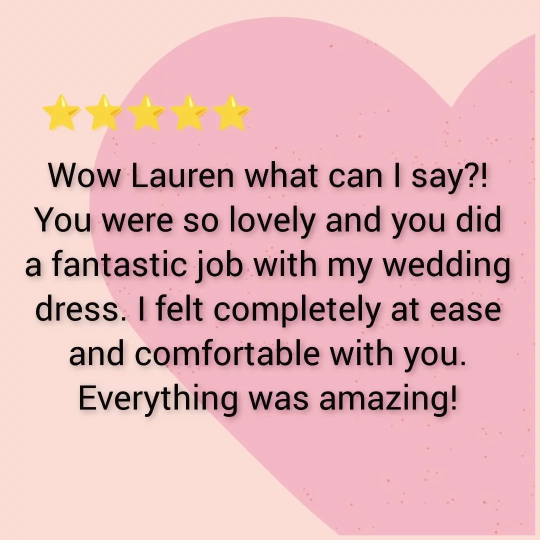 Thrilled to receive this 5-star review from a beautiful bride! ⭐⭐⭐⭐⭐

Thank you for trusting me with your special day! 💕

#BridalSeamstress #5StarReview #HappyBride #WeddingDressPerfection&quot;