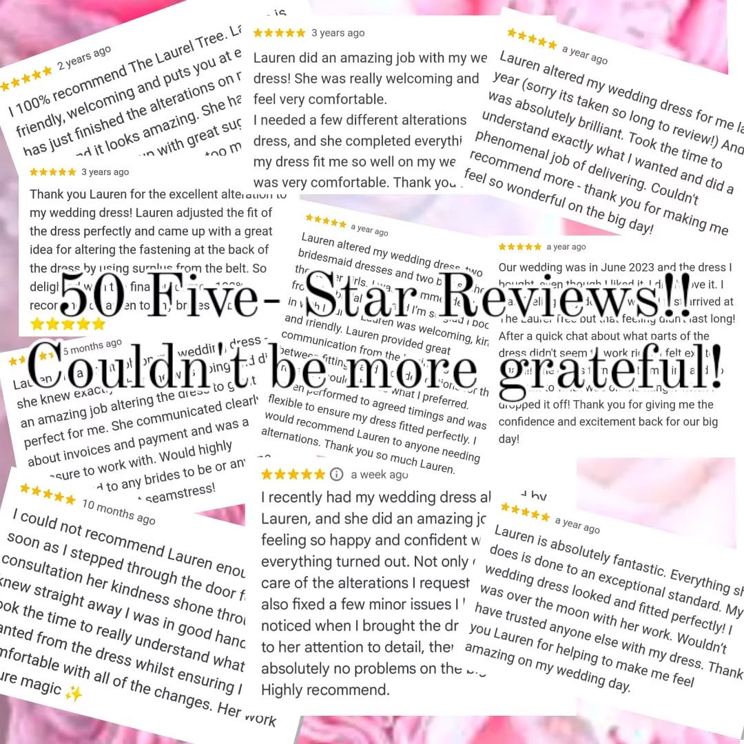 50 Five-Star Reviews! ⭐⭐⭐⭐⭐
I&rsquo;m beyond grateful to have reached this milestone&mdash;50 glowing reviews from the incredible brides I&rsquo;ve had the honor of working with.
Thank you from the bottom of my heart to everyone who has taken the tim