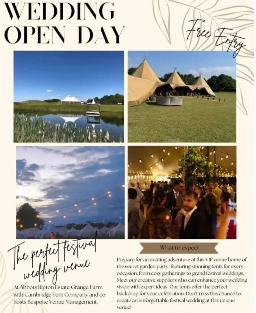Brides-to-be, come say hello!
I&rsquo;ll be at Grange Farm, Abbots Ripton this Sunday, April 27th from 11am&ndash;3pm for an inspiring Festival Wedding Open Day!

This isn&rsquo;t your average wedding fair &ndash; think boho vibes, live music, street
