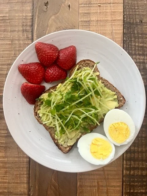 Avocado on Whole Wheat Toast, Berries & Egg