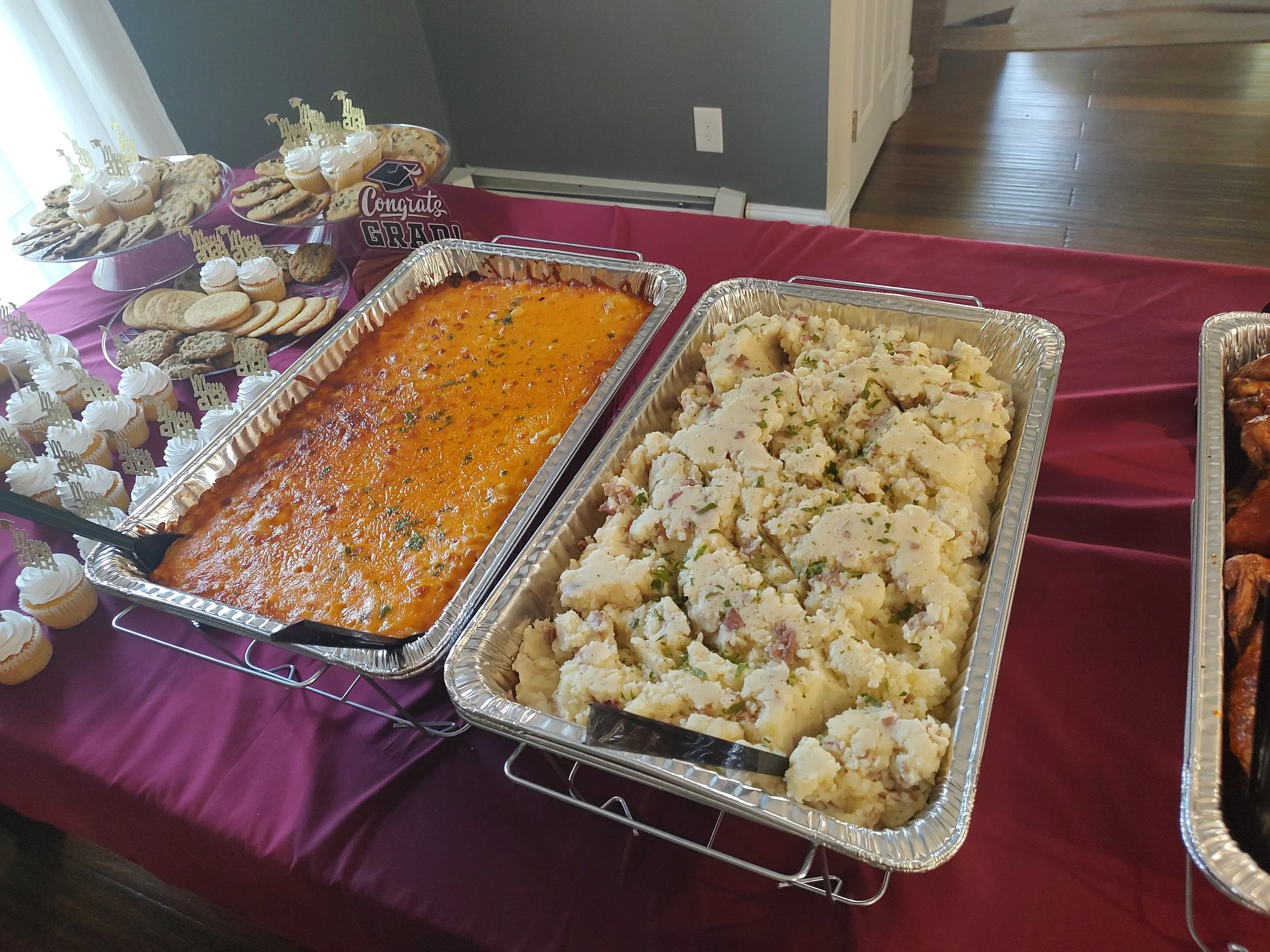 Smashed Potatoes and MacNCheese 