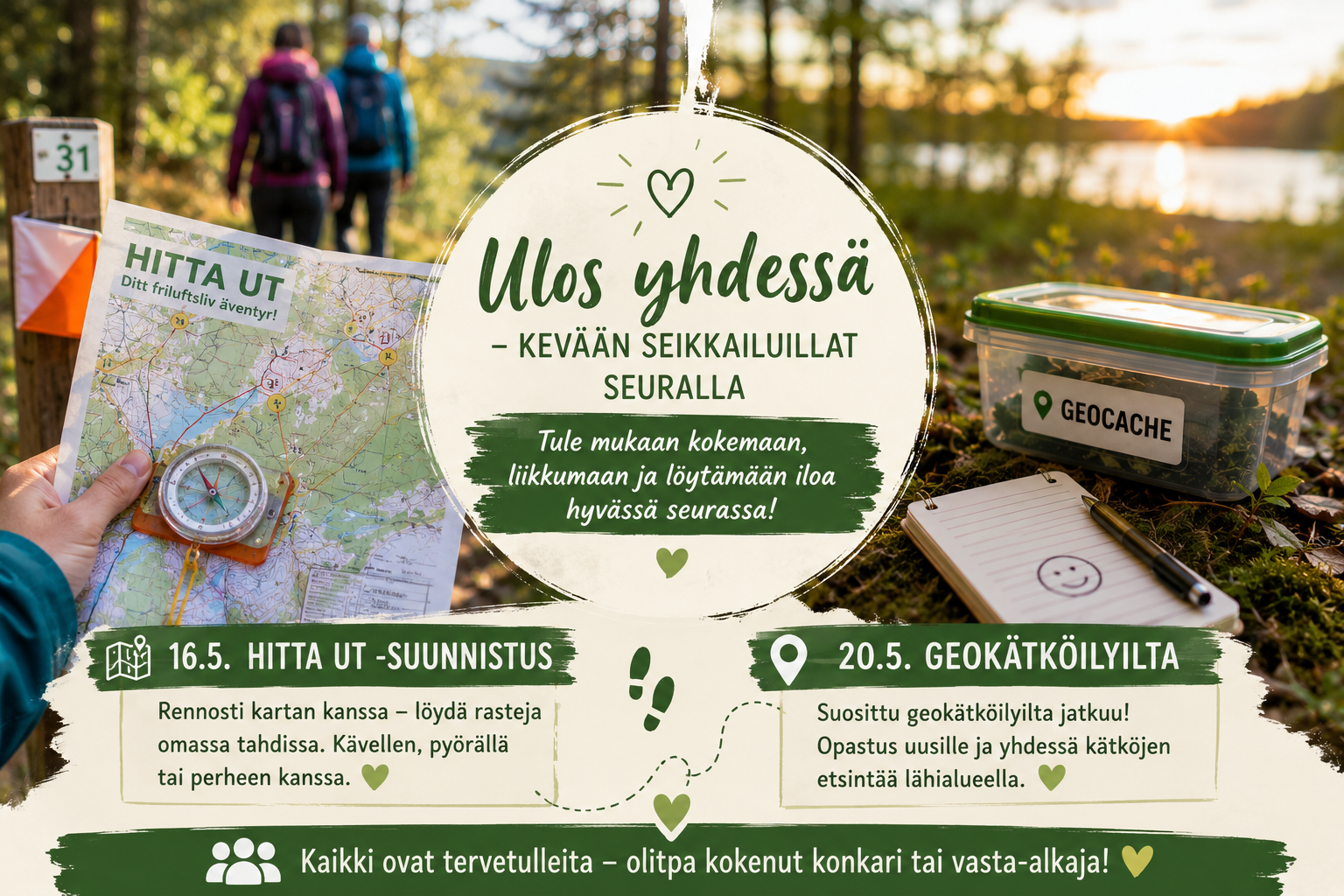 Suunnistusta ja geokätköilyä hyvässä seurassa