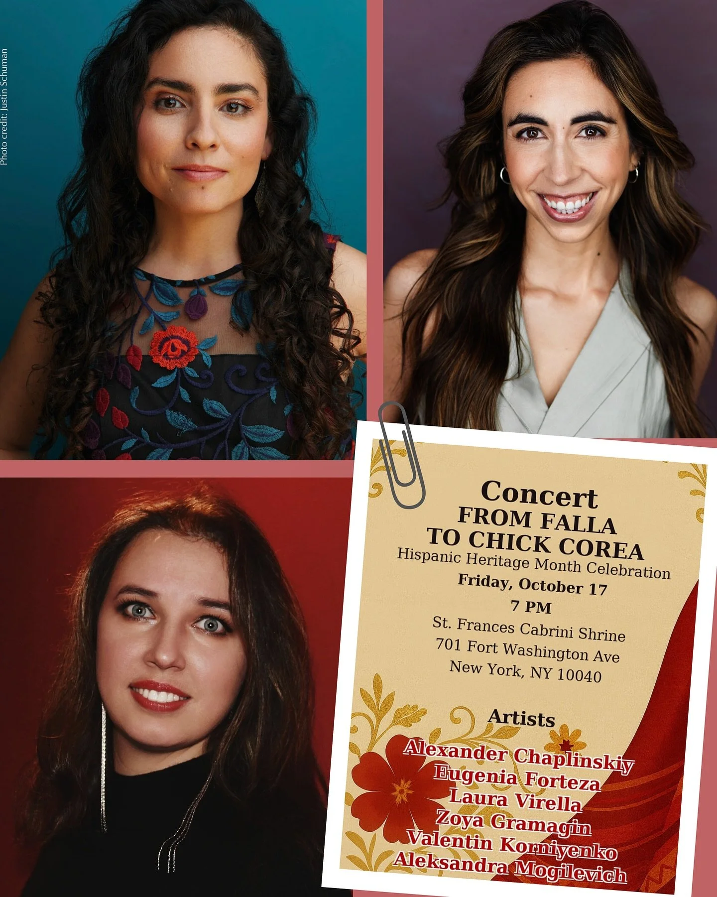 🌹 In celebration of Hispanic Heritage Month, @spotlight_artists present &lsquo;FROM FALLA TO CHICK COREA&rsquo; at the St. Frances Cabrini Shrine. This program showcases music by composers of Hispanic origin and works inspired by Hispanic cultural h