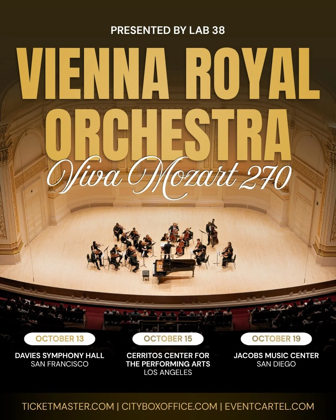 #360ofOperaRecommends ✨

@wiener_royal_symphoniker 𝐕𝐈𝐕𝐀 𝐌𝐎𝐙𝐀𝐑𝐓 𝟐𝟕𝟎

presented by @lab38entertainment 

✈️ Following its New York performance this spring at Carnegie Hall, the Vienna Royal Orchestra brings its VIVA MOZART 270 celebration 
