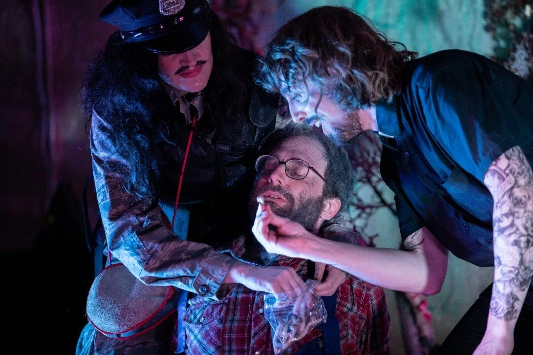 Saints of an Unnamed Country's &quot;Police in the Wilderness&quot; at @patch.works.theatre this weekend! 98 Moore St. Friday and Saturday at 8pm. And again at 3pm on Saturday. Glove mainstays Cameron Stuart and Nick Walther in the show.