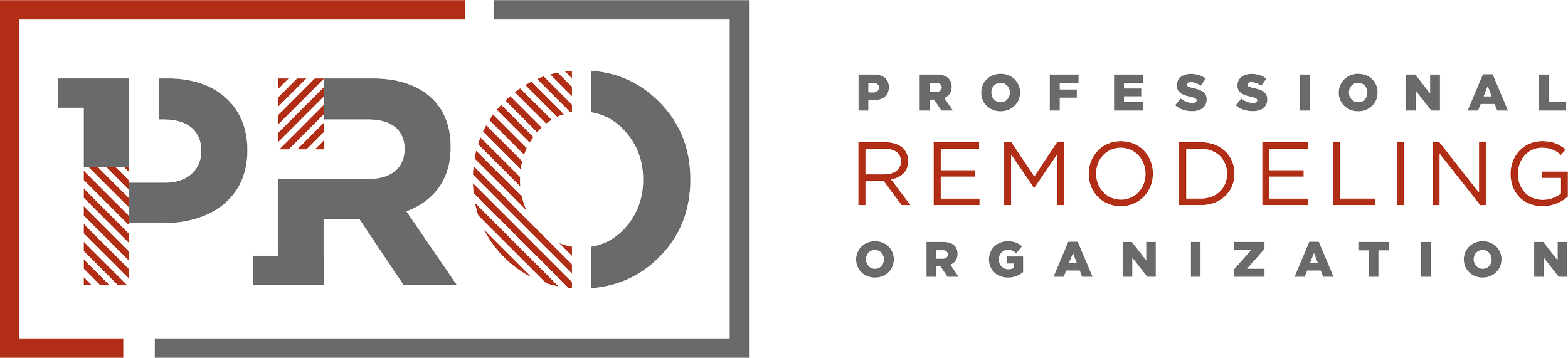 Logo of the Professional Remodeling Organization, featuring the acronym PRO with red and gray design elements, and the words 'Professional Remodeling Organization' beside it.