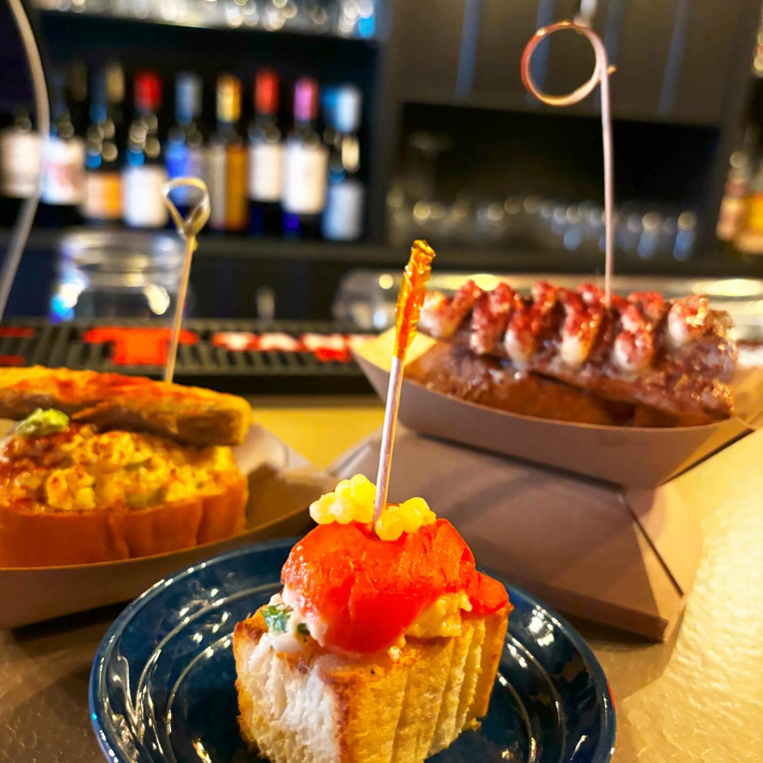 &lsquo;We&rsquo;ll take one of each&rsquo; - Our favourite words to hear! 
Today in the Case&hellip;
Pintxo de Sardina - Torched sardine, fig preserves, roasted garlic 
Pintxo de Pacifico - Smoked Salmon, imitation crab, olive oil &lsquo;caviar&rsquo