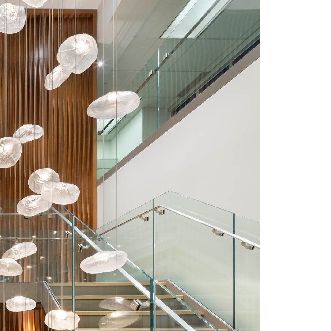 From Vancouver designer Omer Arbel&rsquo;s Bocci label, a striking series of blown-glass suspension lights were formed in folds of ceramic fabric to create an amorphous shape. Each lamp is one of a kind, much like the space they now adorn. [IMG 3/4] 