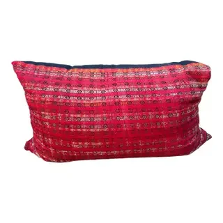 Red and Black Custom Down Pillow Made From 19th Century Silk Turban Indian/Turkish Fabric From Pat McGann Gallery