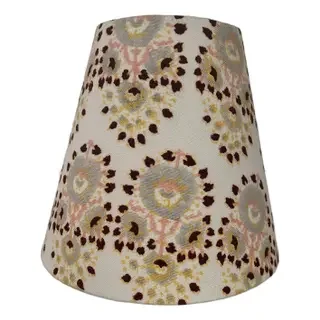 John Robshaw Custom Fabric Empire Style Lamp Shade in Lanka Oyster Fabric
