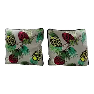 Pair of Pierce & Ward Pillows Made from Vintage Pinecone Fabric