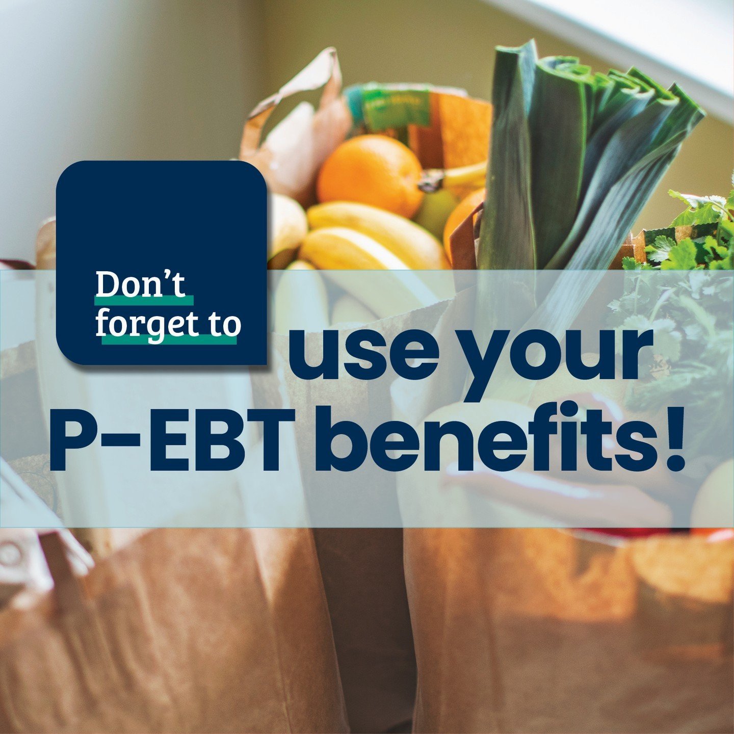 📢 Attention P-EBT recipients! 

When P-EBT benefits are unused for 9 months, they will expire and return to the federal government. So be sure to USE them! With a P-EBT card, you can support our local economy, farmers, and growers, all while saving 