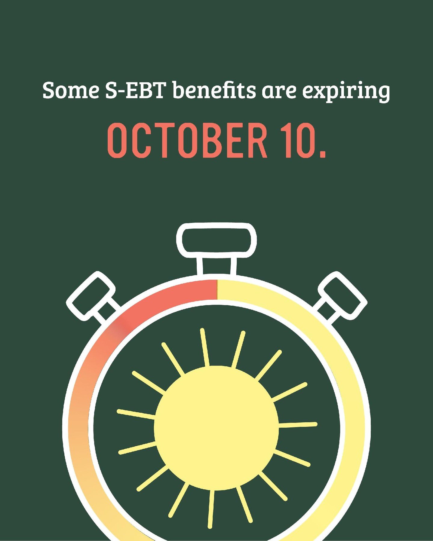 Your Summer EBT benefits could be expiring soon! 

More than 38,000 Vermont families for school-aged children were issued S-EBT benefits by the state this summer, and those benefits might expire by October 10. 

If you have questions or need a new ca