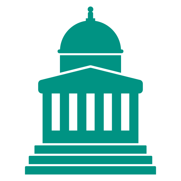 a vector image of a domed government building with columns and steps.