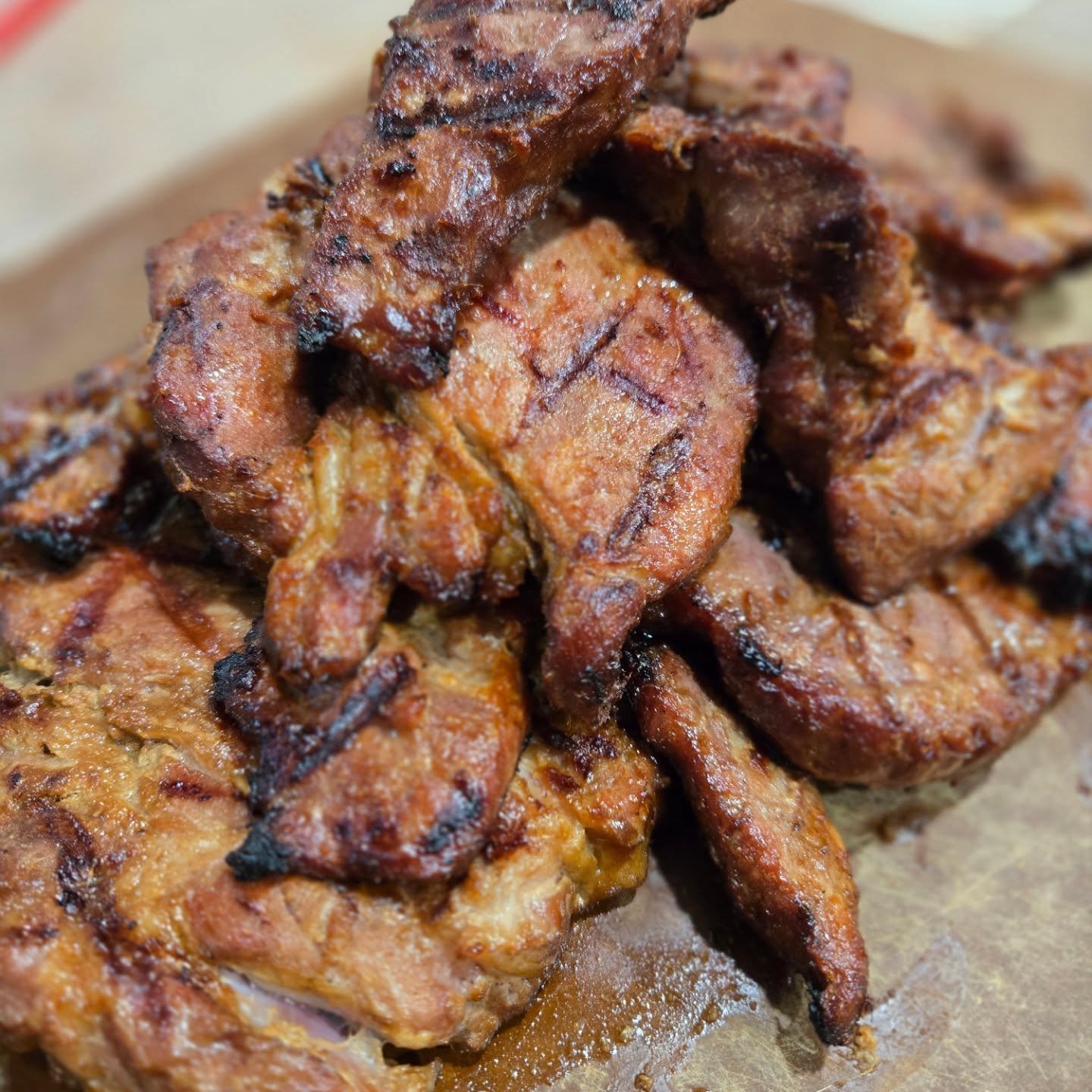 Just a cutting board full of grilled pork shoulder.  Glad to be back on the grill