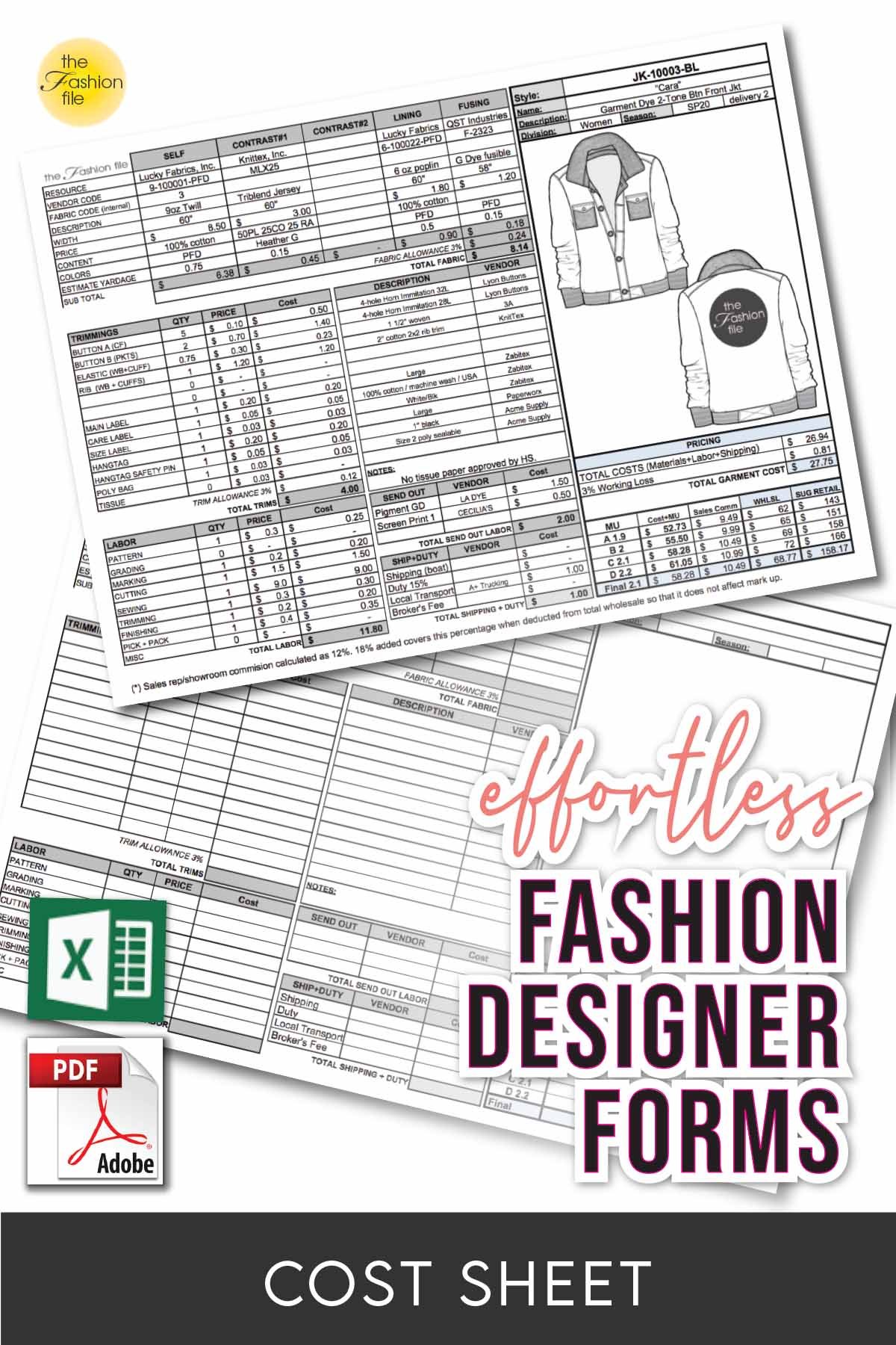 Fashion Cost Sheet Template