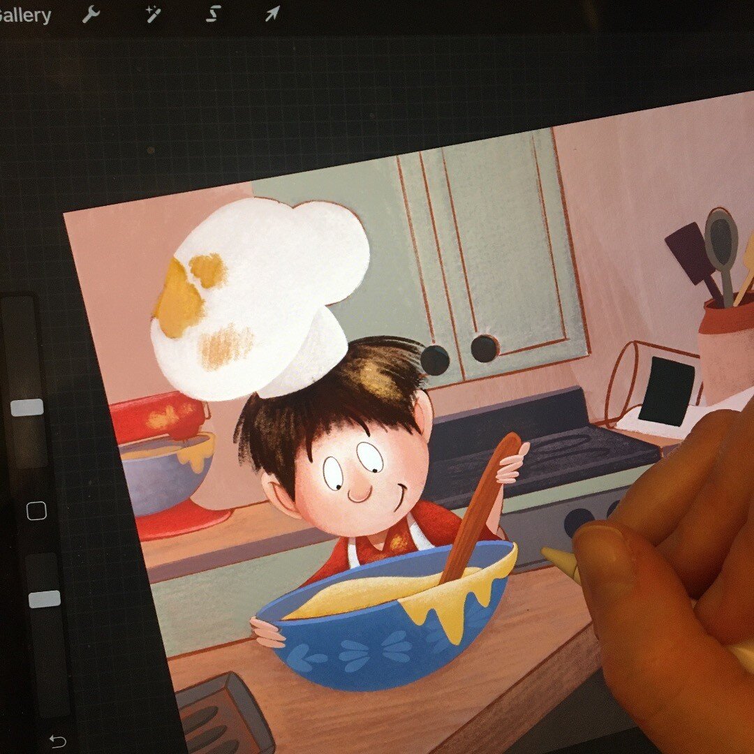 The book is coming along nicely, and I love seeing the work-in-progress! Here is a photo of my illustrator, Rebecca Sinclair, working on one of the illustrations. I'm loving how it turned out!  #childrensbook  #foodallergybooksforkids  #illustrationa