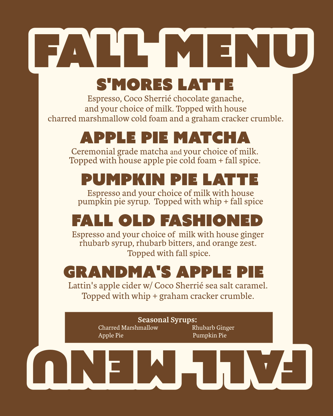 Fall Drink Menu 2026