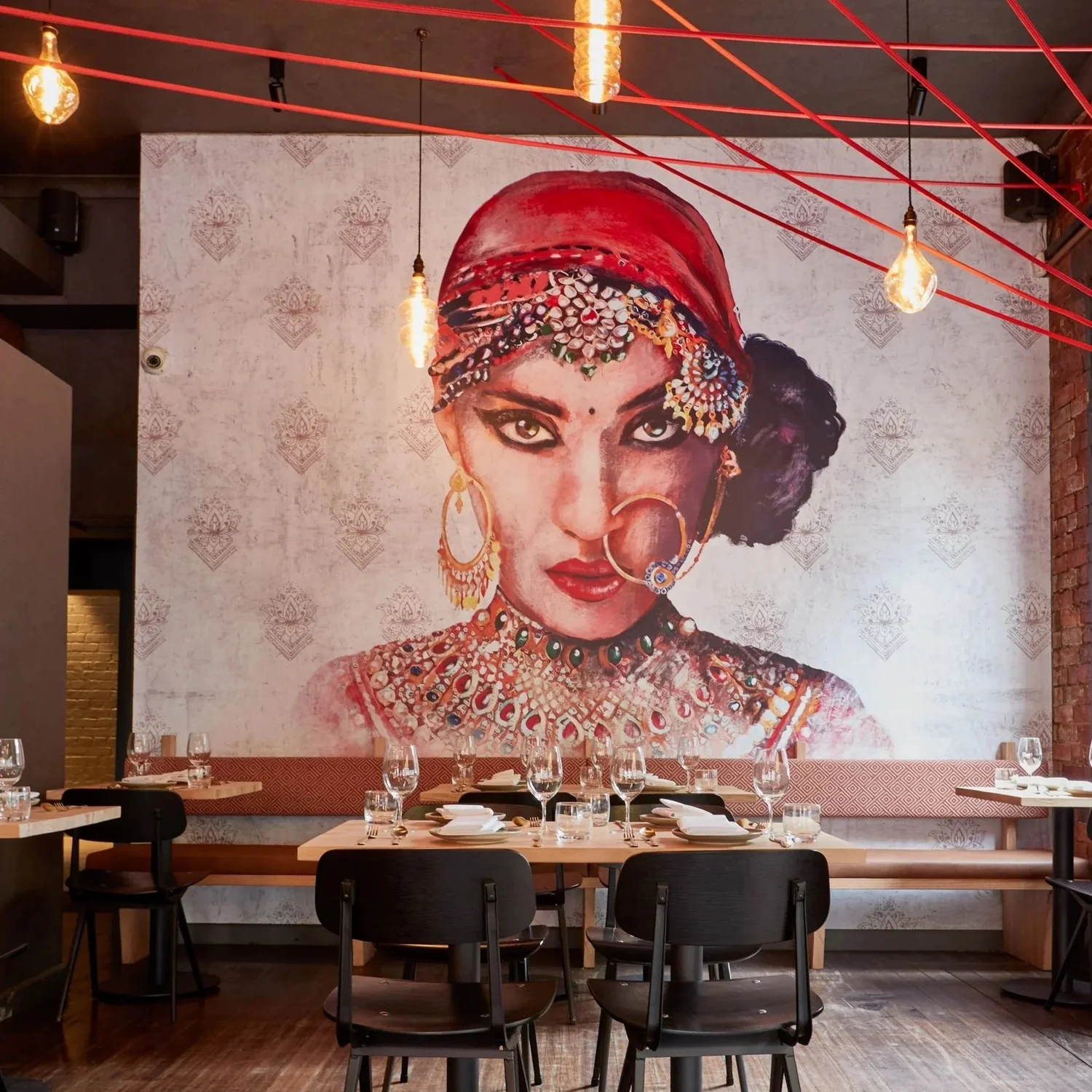 The hand-painted mural inside Masti on Brunswick Street, Fitzroy