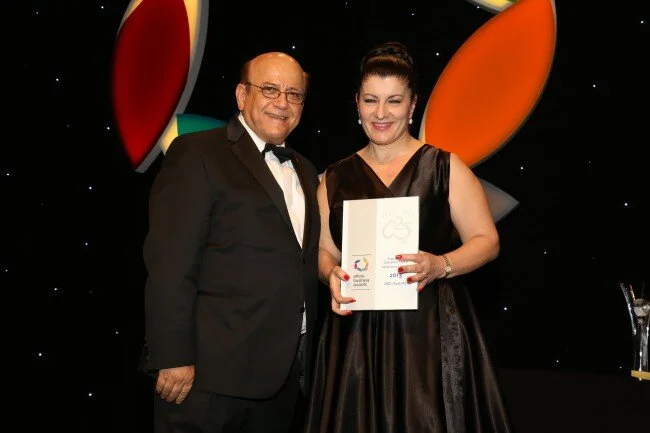 Sue Ismail at the 2013 Ethnic Business Awards - Champion of Champions award ceremony with Mr. Joseph Assaf AO
