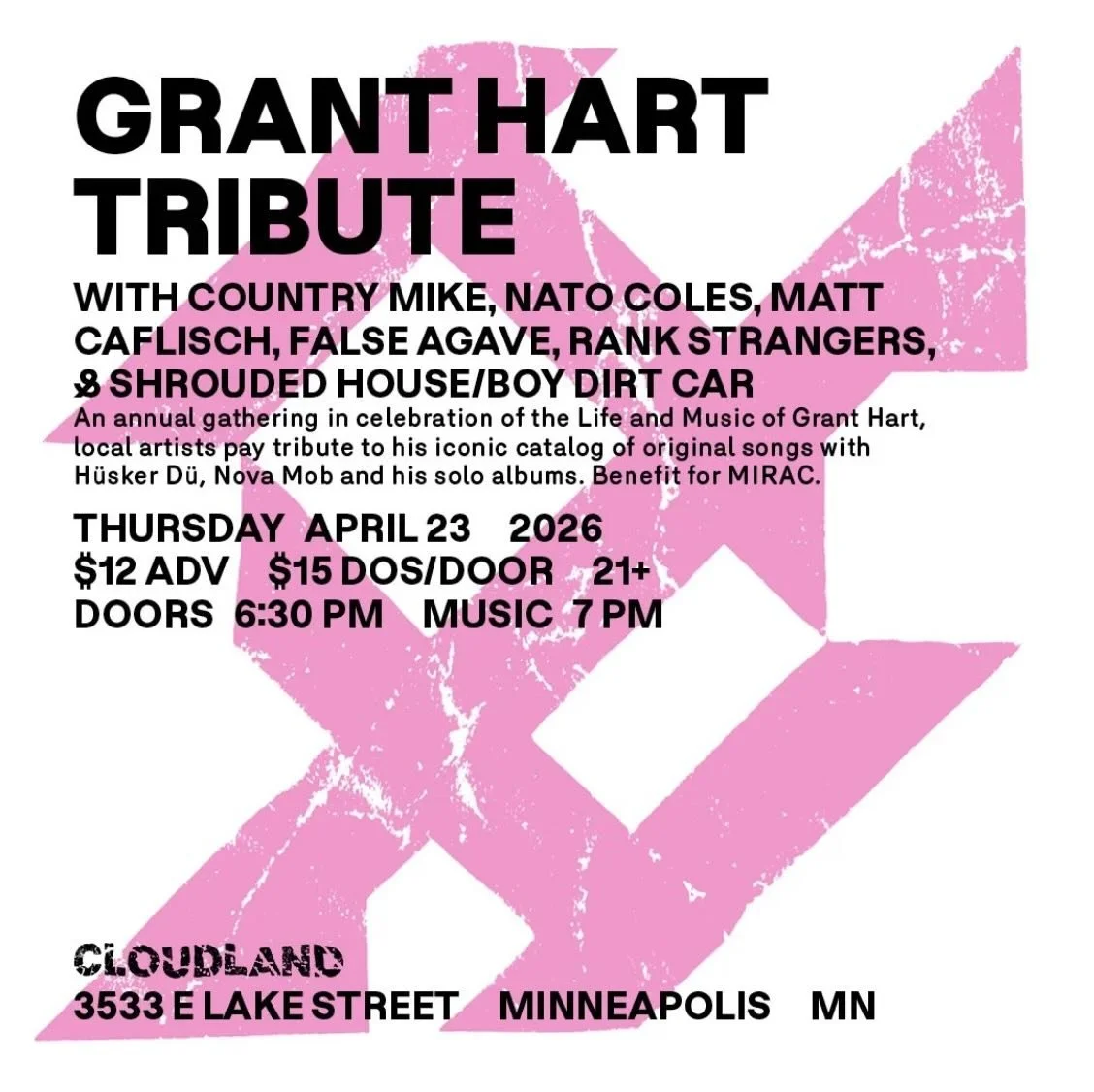 Grant Hart Tribute: MIRAC Benefit