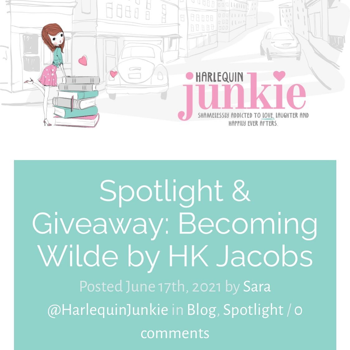 Check out our spotlight on HARLEQUIN JUNKIES today! And enter the giveaway! Ten special boxes with author swag and signed copies of Becoming Wilde!  #hkjacobsauthor #newrelease #romancereader #romancereads #authorsofinstagram #indieauthor #bookstagra