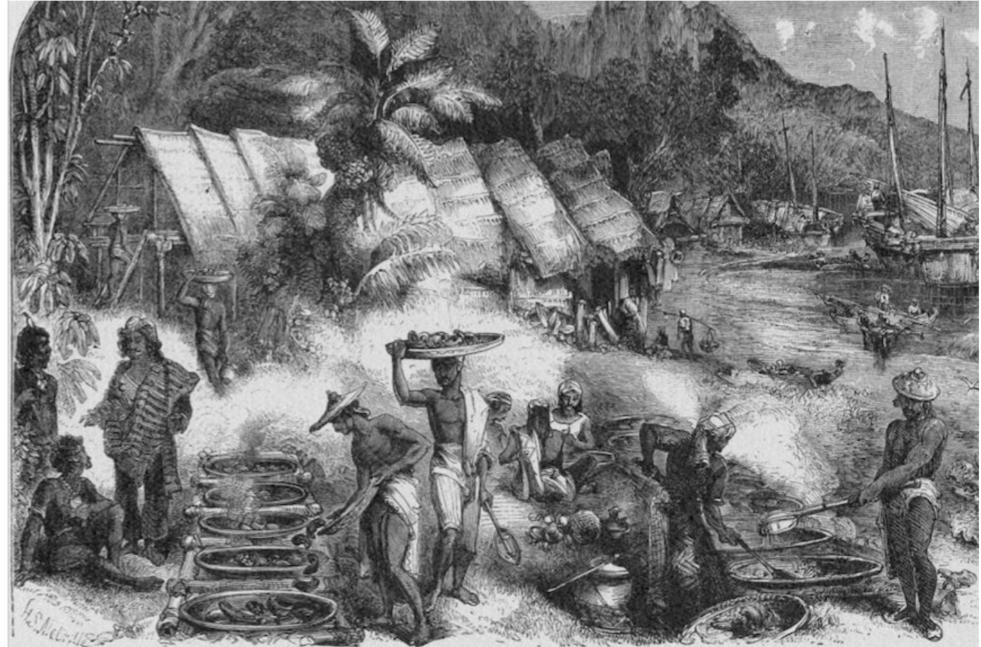 The Makassans at Port Essington on the Coburg Peninsula in 1845, by H.S Melville.(Supplied: Campbell Macknight)