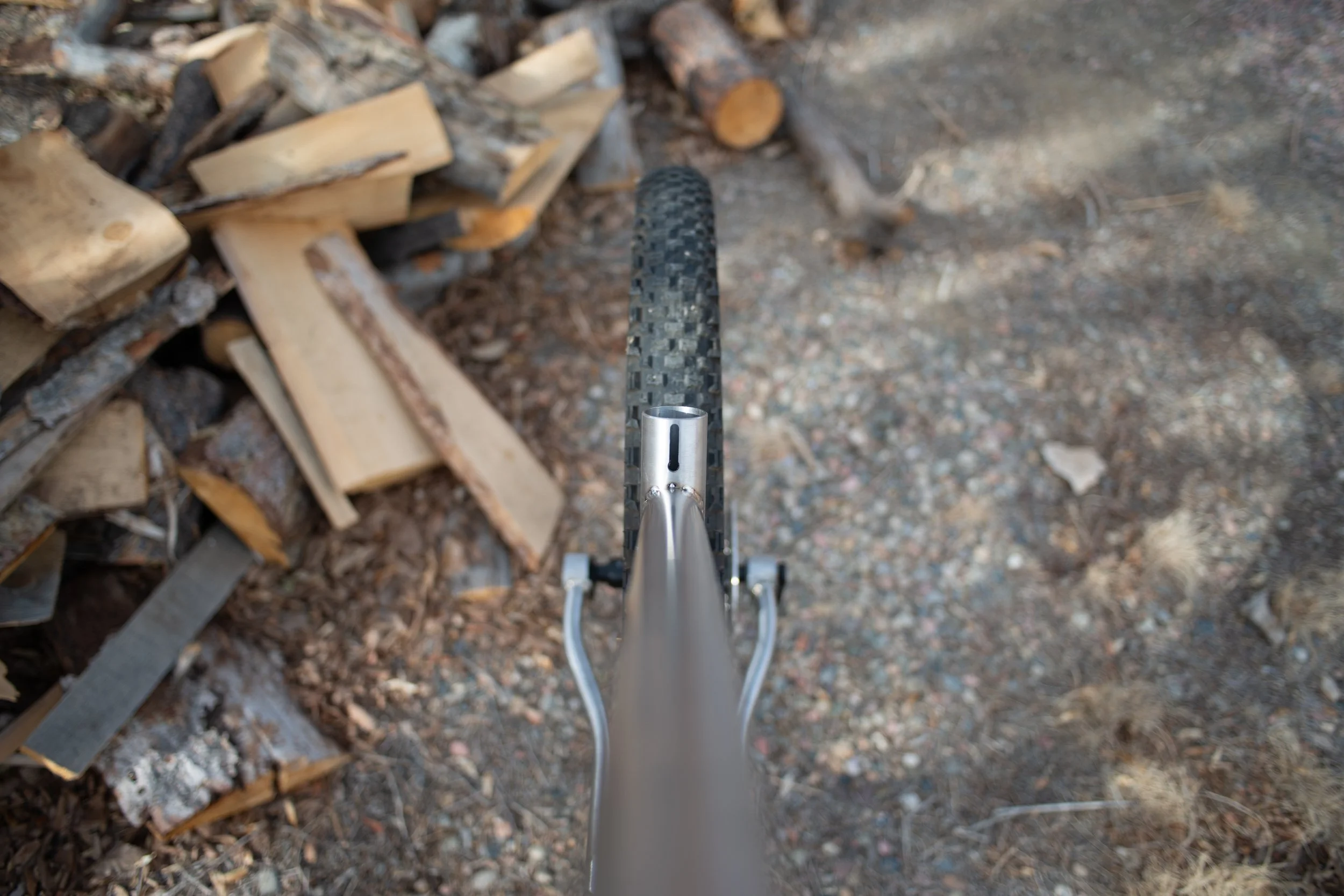 Forward facing seat tube cut (cut only finished after bike is finished to maintain round shape)