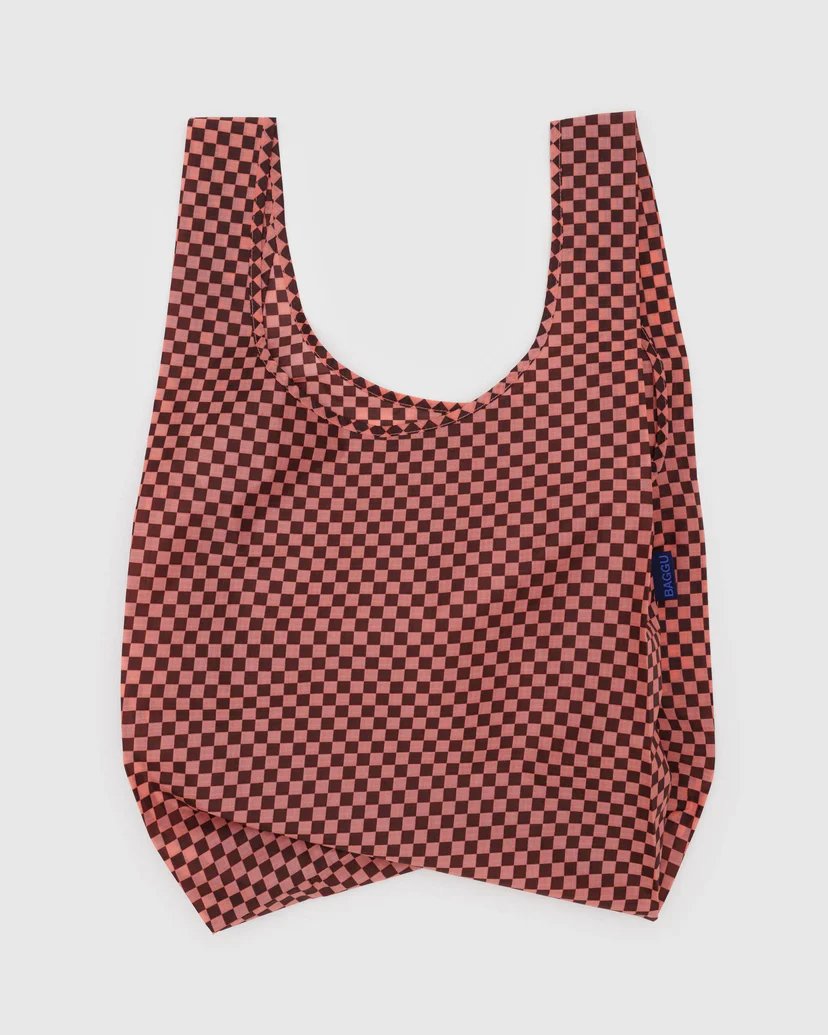 Baggu Bag - Pink Brown Check