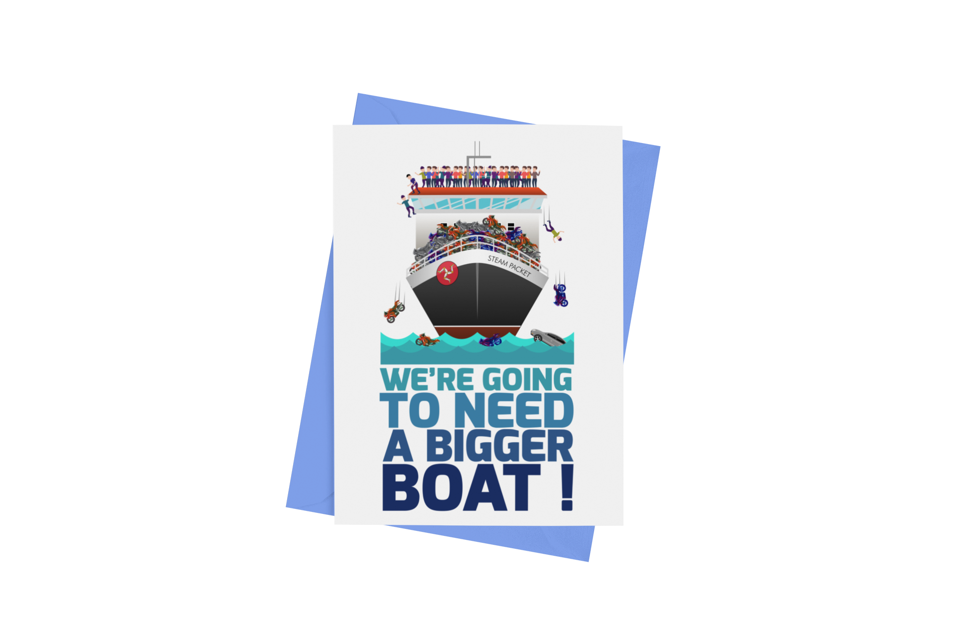 We're going to need a bigger boat Greetings Card — Manx Nostalgia