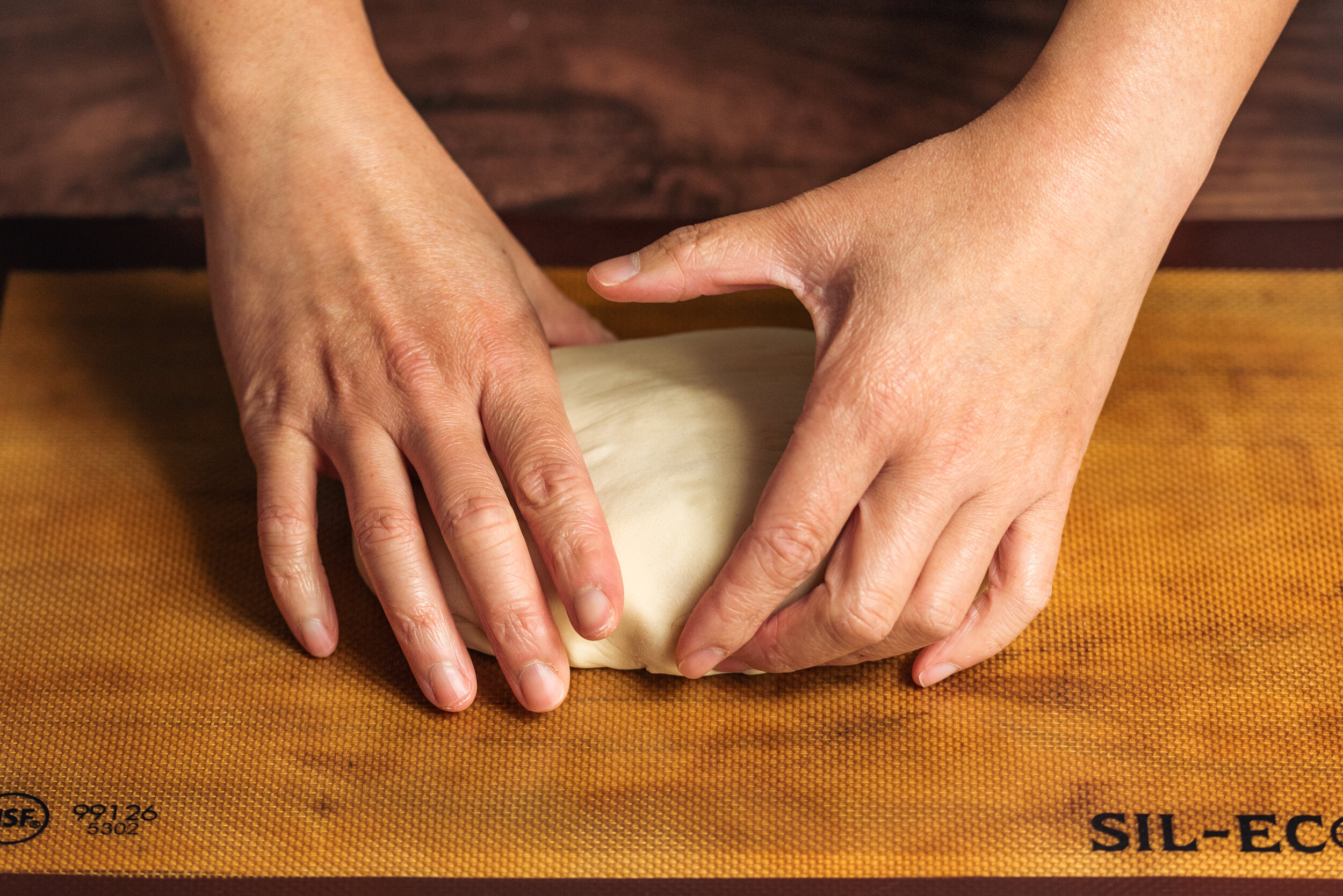 Remove the dough and form it to a rectangle. 
