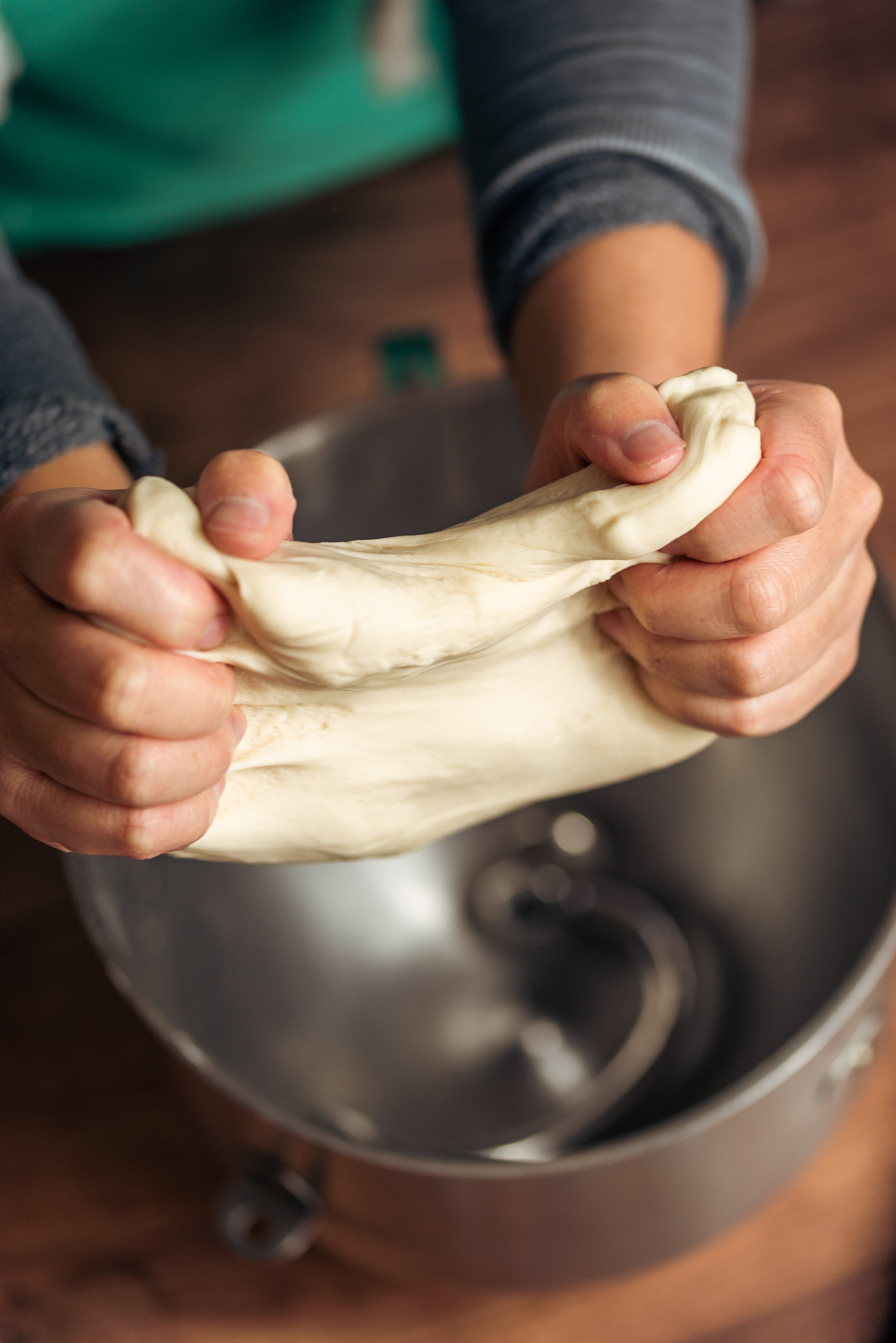 The dough should be elastic and not stick.