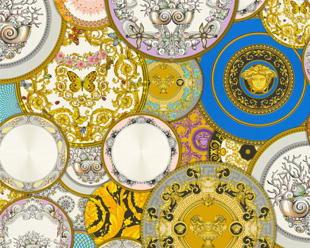 Versace Multi-coloured Wallpaper Plates 349011 Home 3 | Versace Luxury  Designer Wallpaper - Genuine Versace | Home Decor Hull Limited