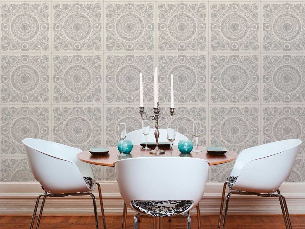 Versace IV Heritage Grey and Silver Wallpaper Versace Luxury