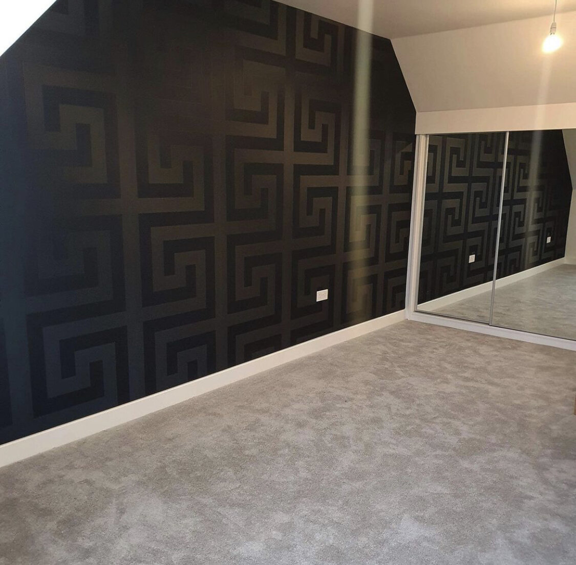 Versace Greek Key Designer Wallpaper in Black Full Roll